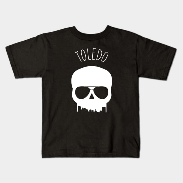 Skyline Skull - Toledo Kids T-Shirt by SchaubDesign